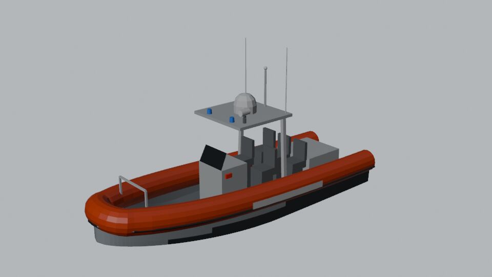 Orange-collared cutter boat model