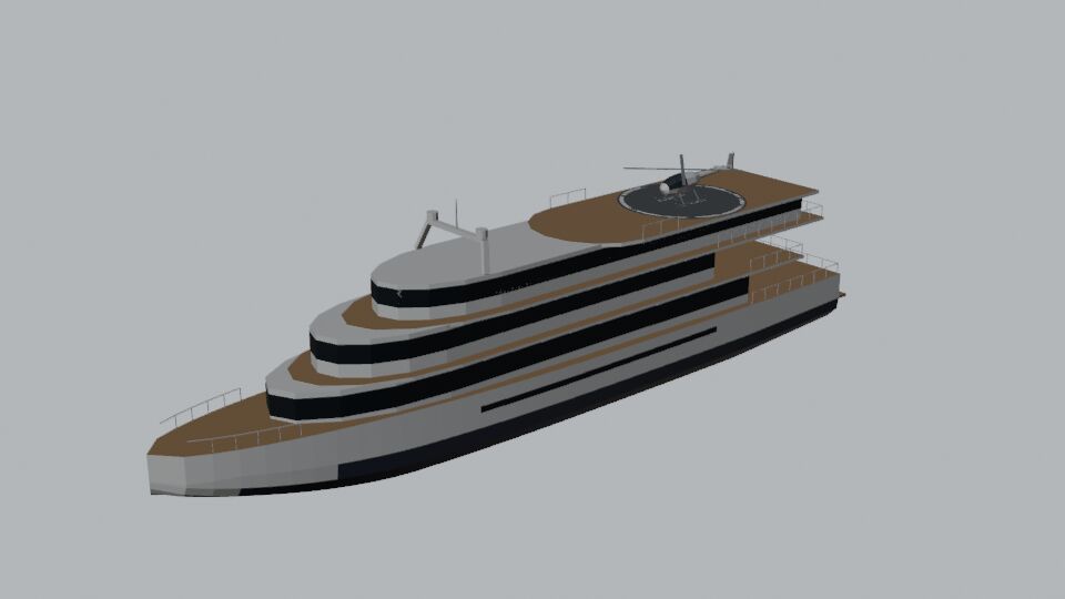 Tri-deck motor yacht with a helipad