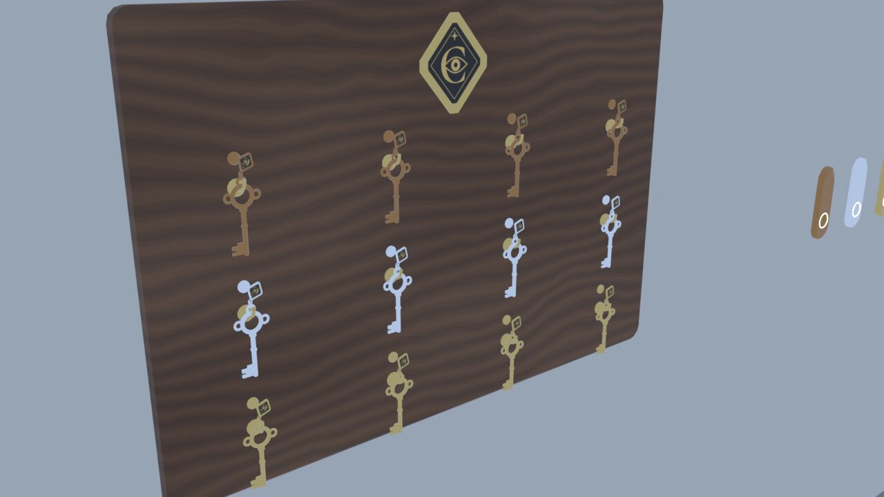 Wooden key board with the crest and twelve keys