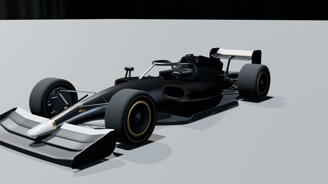 Black and gold open-wheel race car