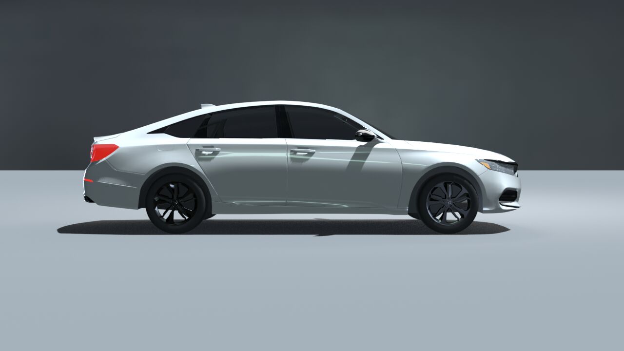 Silver midsize sedan, side view