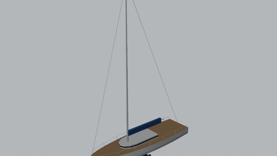 Sloop with a tall mast
