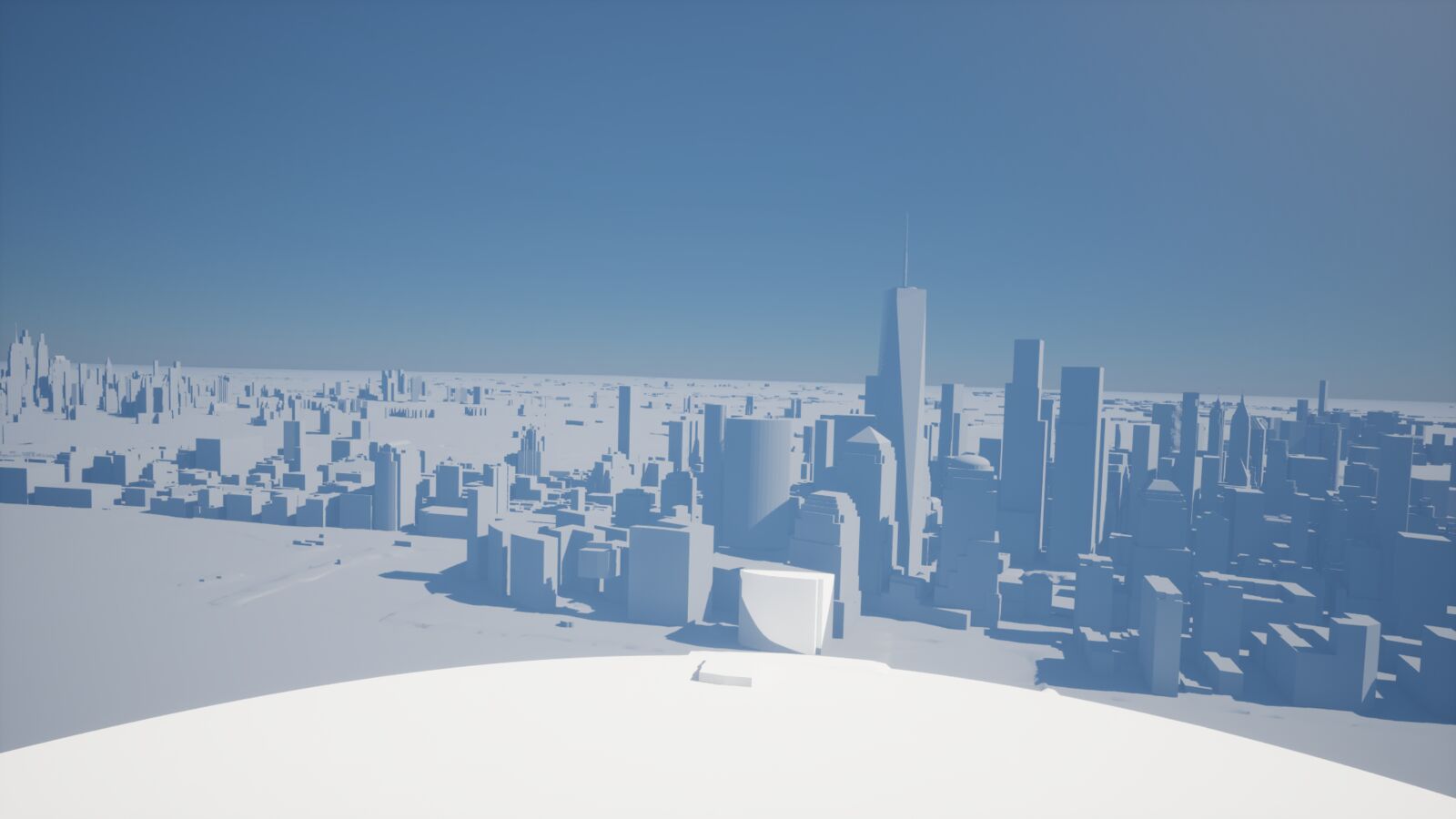 Lower Manhattan from the harbour, game model view