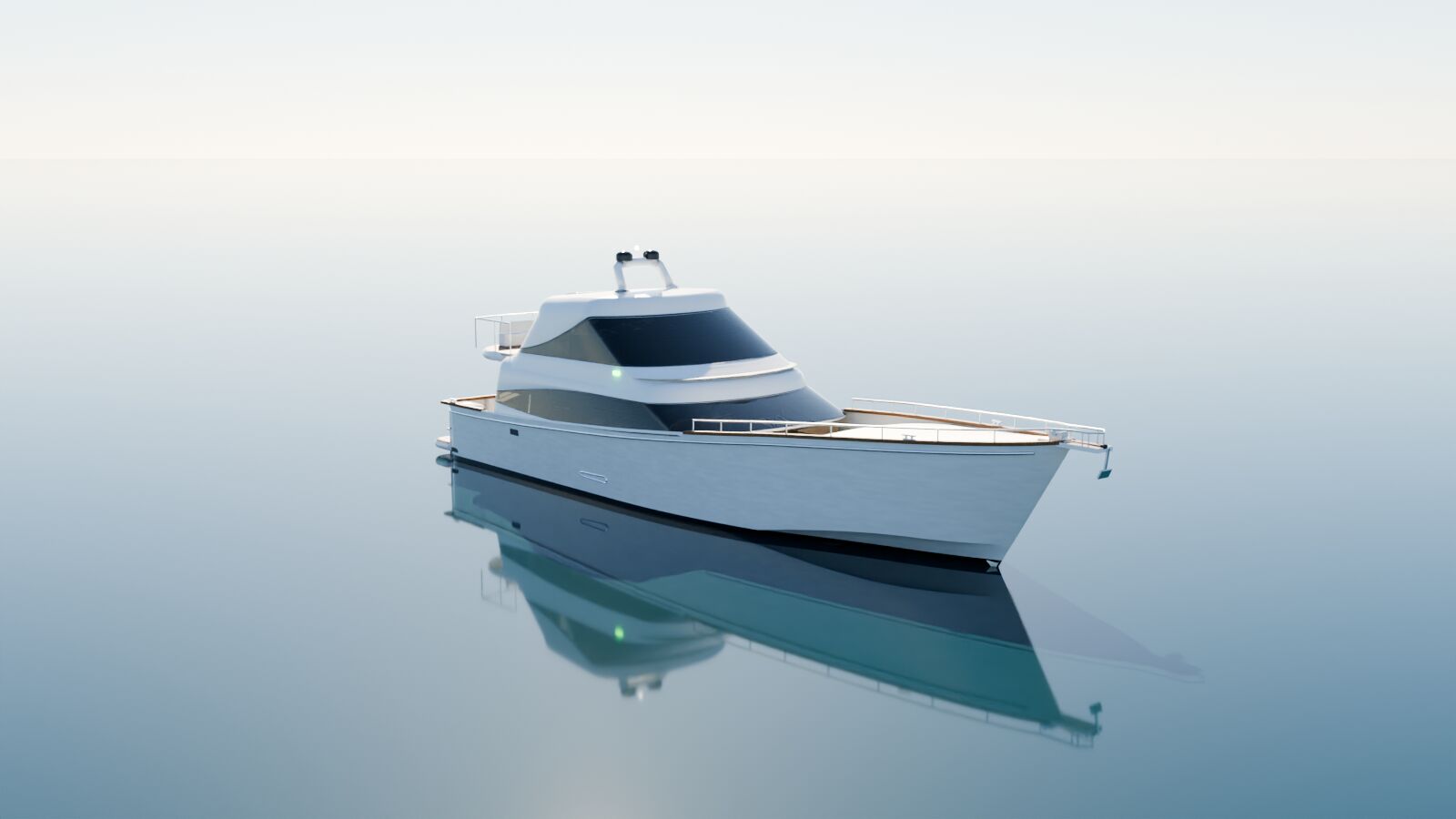 White flybridge motor yacht